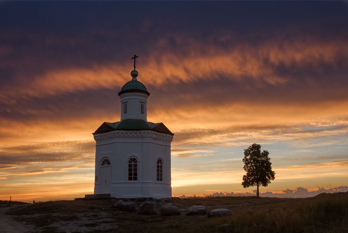 Russian North, Solovetsky Island. Morning, sunrise.