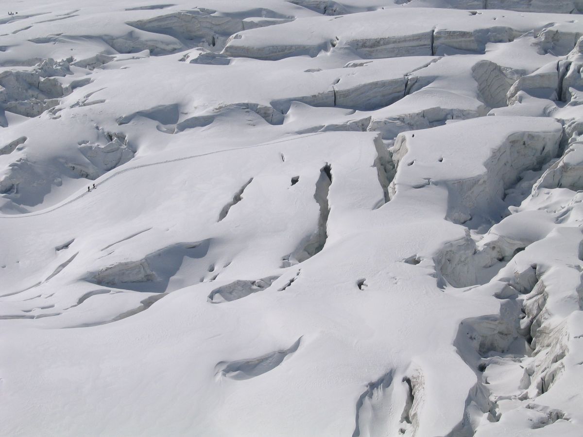 Notice the small figures on the left. Chamonix.