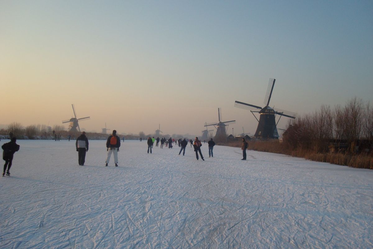 Ice Skating at Kinderdijk