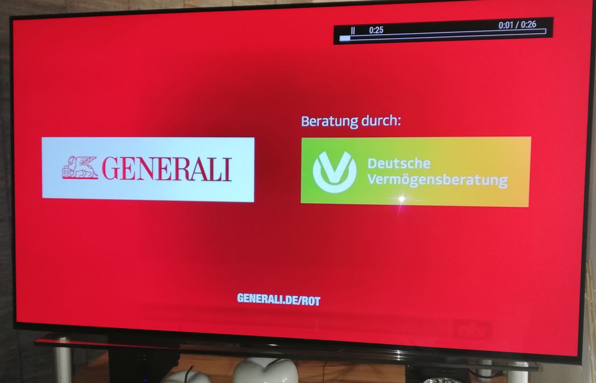 Unten ntv Symbol mit Streifen nach links