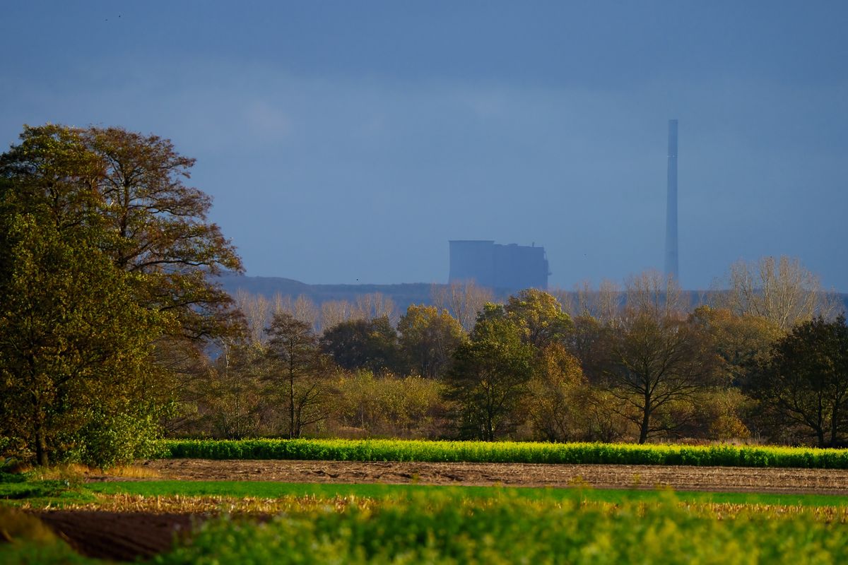 Der Herbst in Jahr 2021  / In Bildhintergrund ist der Dickenberg mit das Power Plant Ibbenbüren, (Steinkohle Kraftwerk mit Schmelzkammerfeuerung) das seit 2021 stillgelegt ist zu erkennen. Bis zu der Gründüngung, gelben Senf in Bildvordergrund liegen ca.20 km. Aufnahmestandort ist das Outback von Schapen