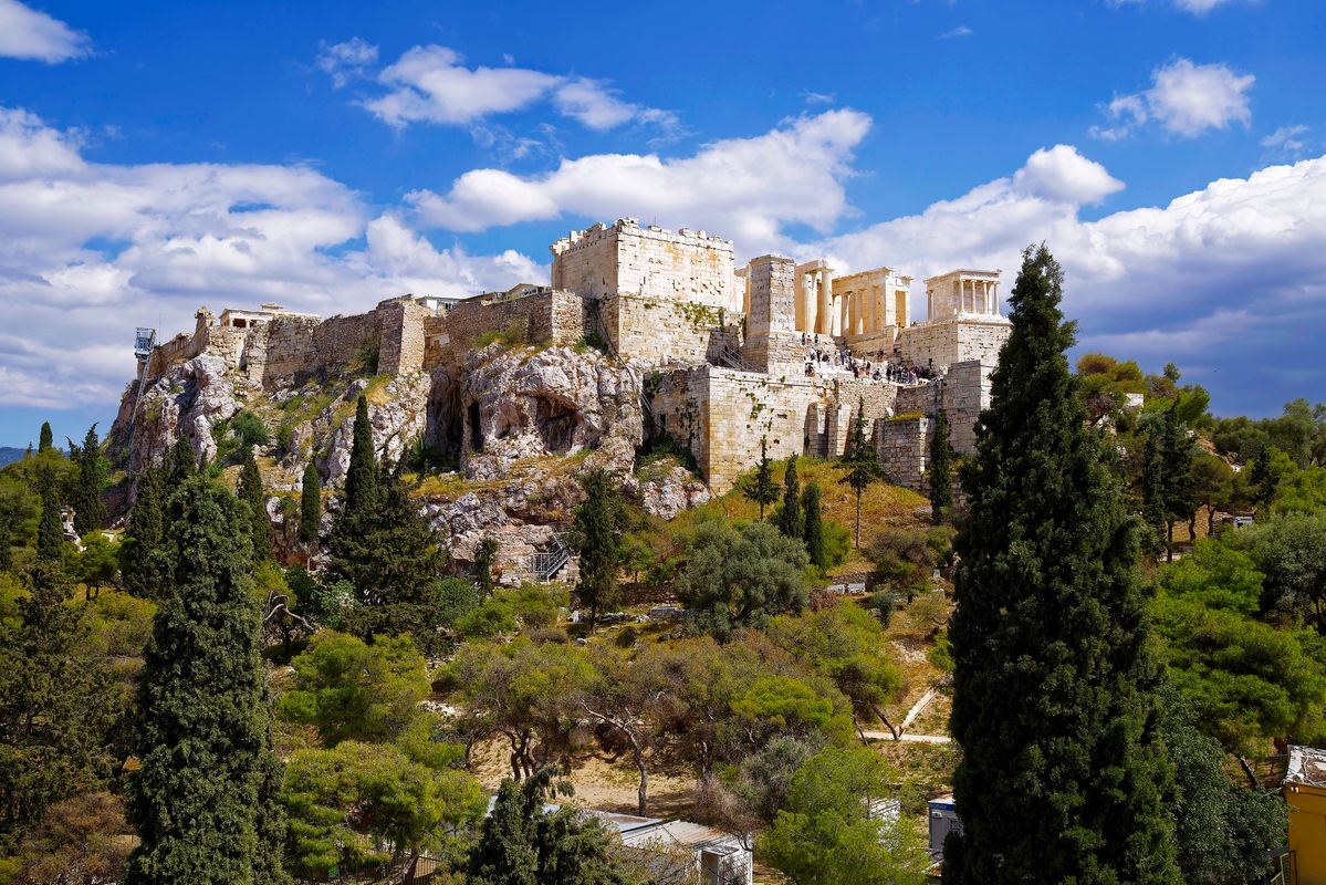 Das Propyläen der Akropolis von Athen in Jahr 2023