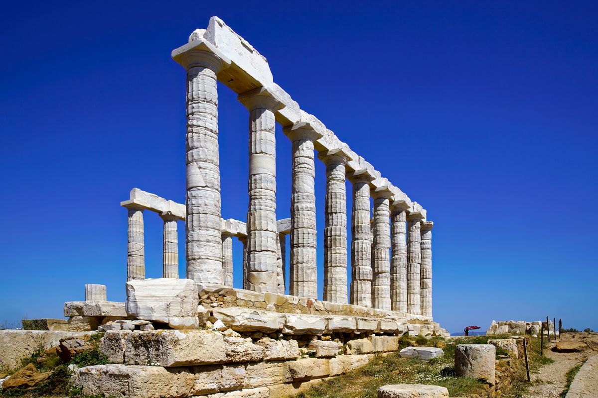 Der Tempel des Poseidon am Kap Sounion, Griechenland 2024. Aufgenommen mit eine Sony Alpha 99II in Verbindung mit den Sigma 24-105mm Art