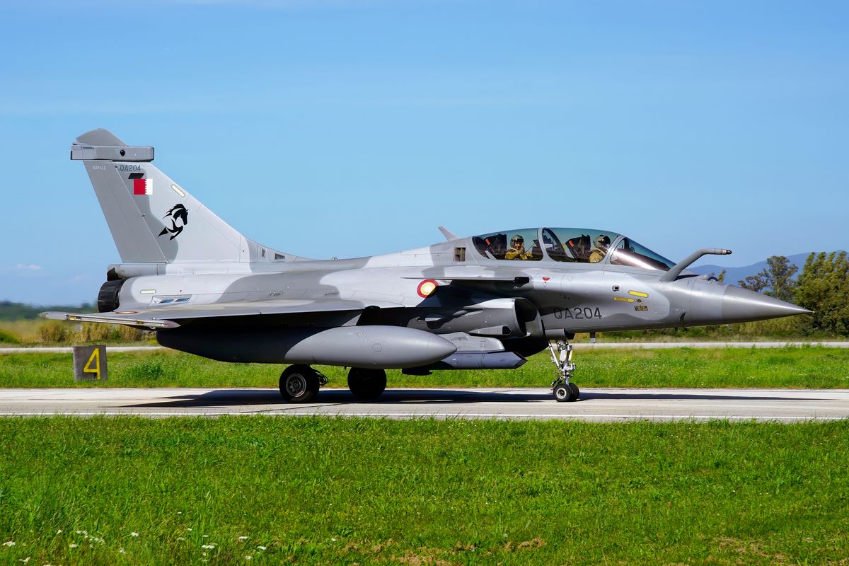 Die QA204, Rafale DQ / 1 Sqn (Qatar Emiri Air Force / Flying Wing 6 / Al Adiyat) beim Taxying. Location : Spotter Day (10.04.2024) zu der exercise Iniohos 2024 in Andravida