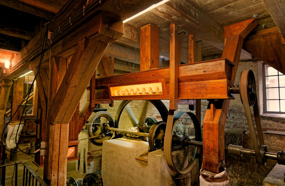 Riementriebe und Archimedische Welle in der Herrnmühle, Heiligenstadt