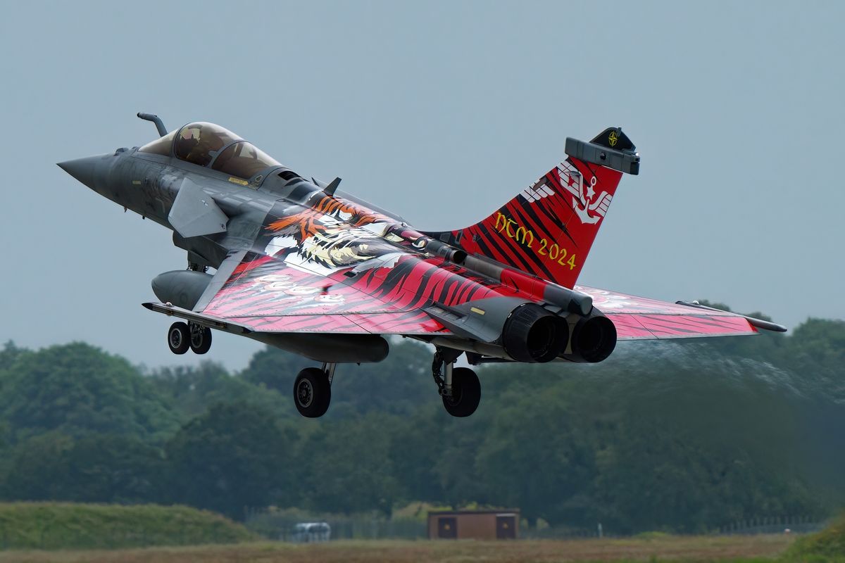 Die 7 Rafale M von der 11F (Flotille) Special Tiger c/s NTM 2024. Location : Nato Tiger Meet 2024 auf dem Fliegerhorst Schleswig-Jagel