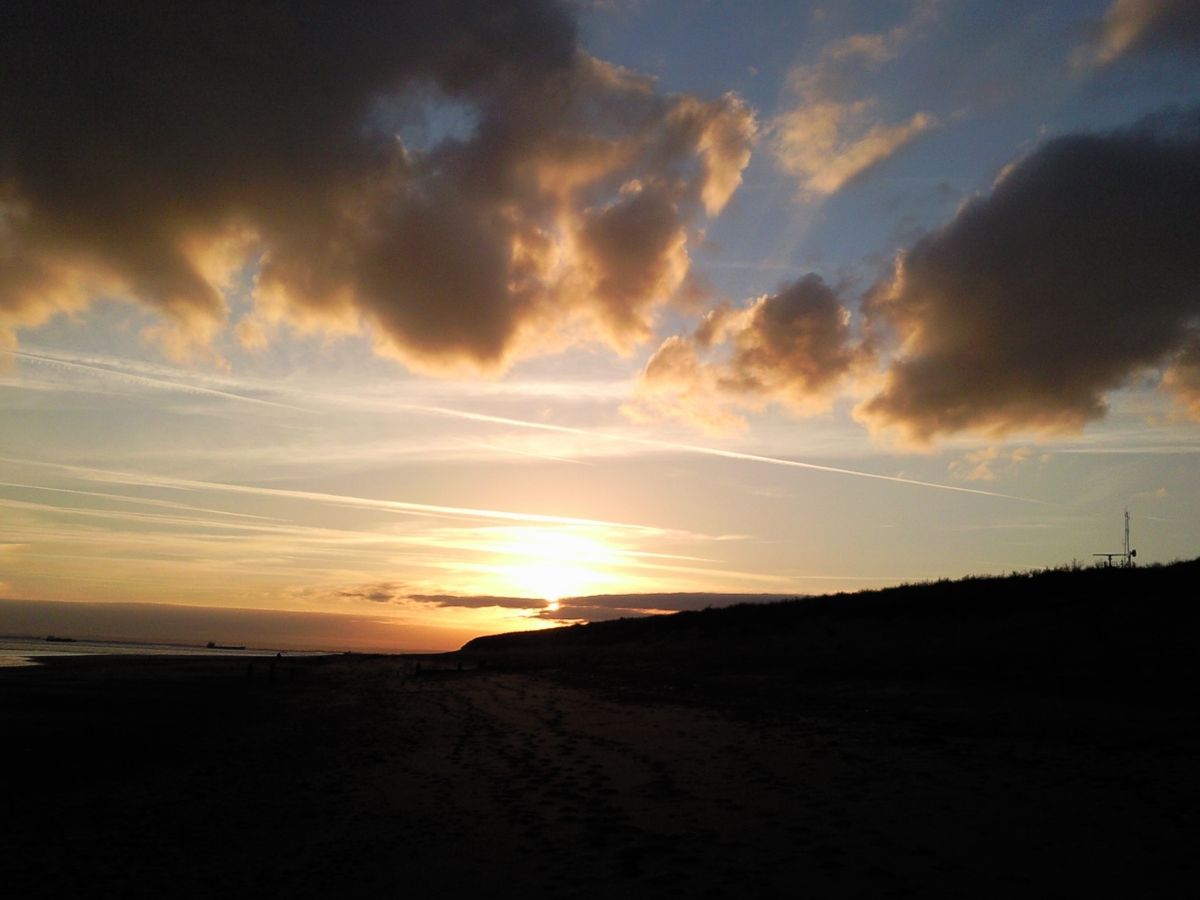 Sunset on a wintery beach