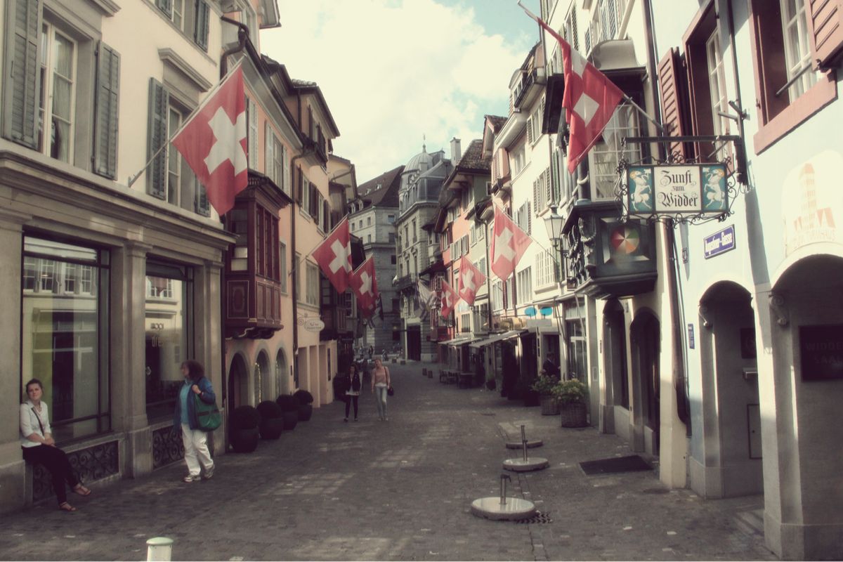 One of many Zurich's streets that show local culture and traditions